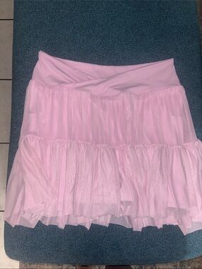 Pink Tiered Chiffon Mini Skirt - Brand Unspecified
